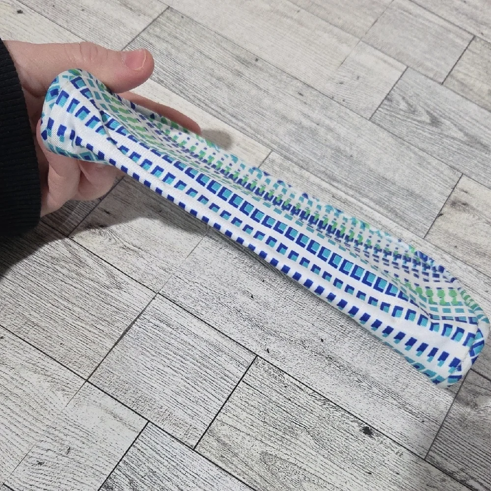 Striped Green and Blue Cosmetic Bag